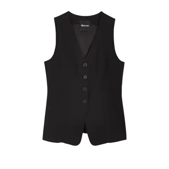 Madewell Cutaway Long Vest in Jet Black - Picture 1 of 9